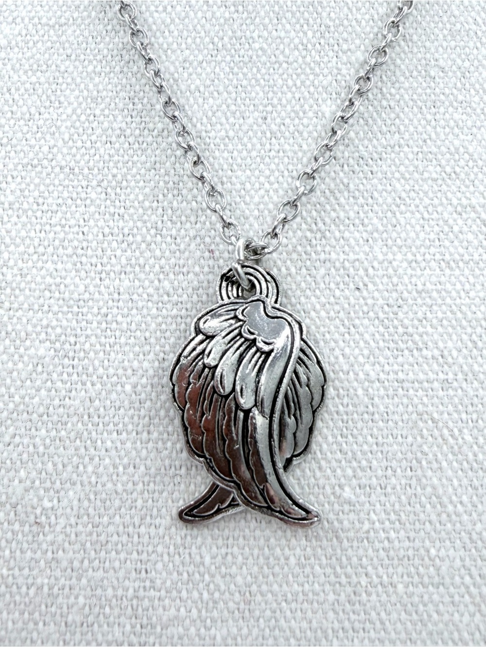 Angel Wings PSALM 91:11 He Will Command His Angels Silver Plated Necklace NEW